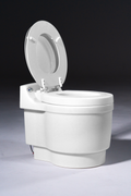 Laveo Dry Flush Portable camping toilet with lid open New Zealand