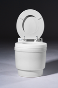 Laveo Dry Flush Portable camping toilet with lid open New Zealand